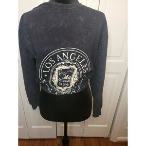 Rue 21 Black Tie Dye Los Angeles Cropped Sweatshirt M Streetwear Sporty Active